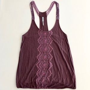 Plum colored, beaded tank top